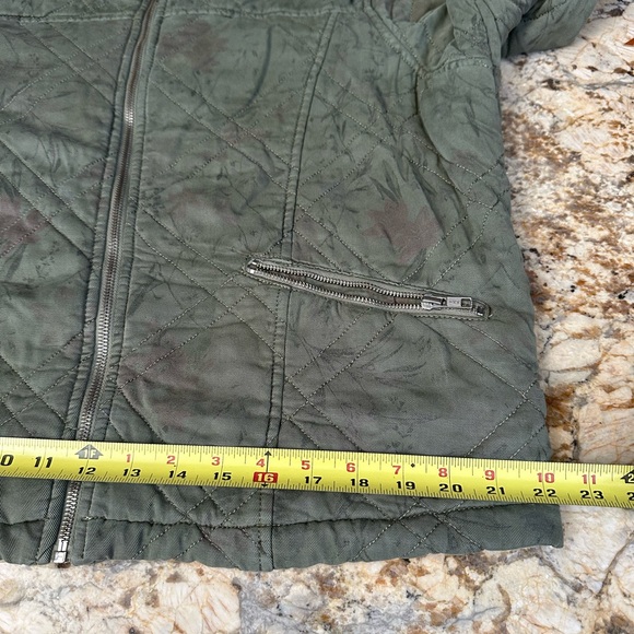Anthropology sz LG olive utility jacket zip front pockets quilted coat sz LG - Picture 8 of 12